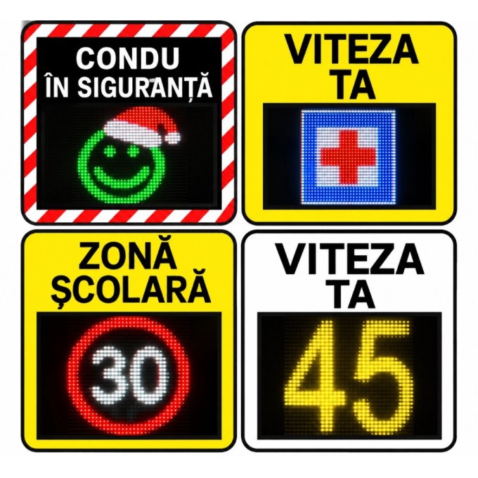 Indicator rutier afisare viteza – multicolor (3 LEd-uri), 45 cm, date trafic, carcasa aluminiu Indicator rutier afisare viteza – multicolor (3 LEd-uri), 45 cm, date trafic, carcasa aluminiu